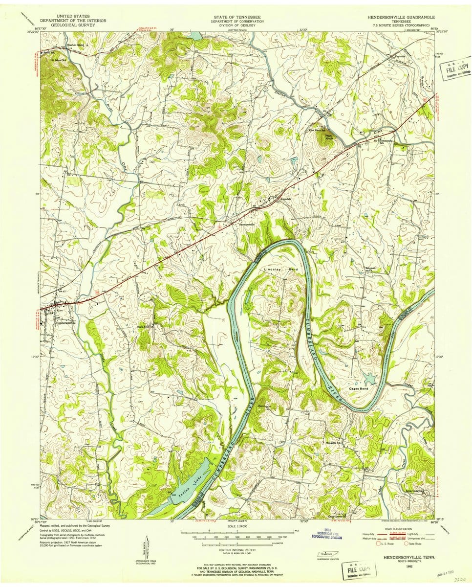 1952 Hendersonville, TN  - Tennessee - USGS Topographic Map