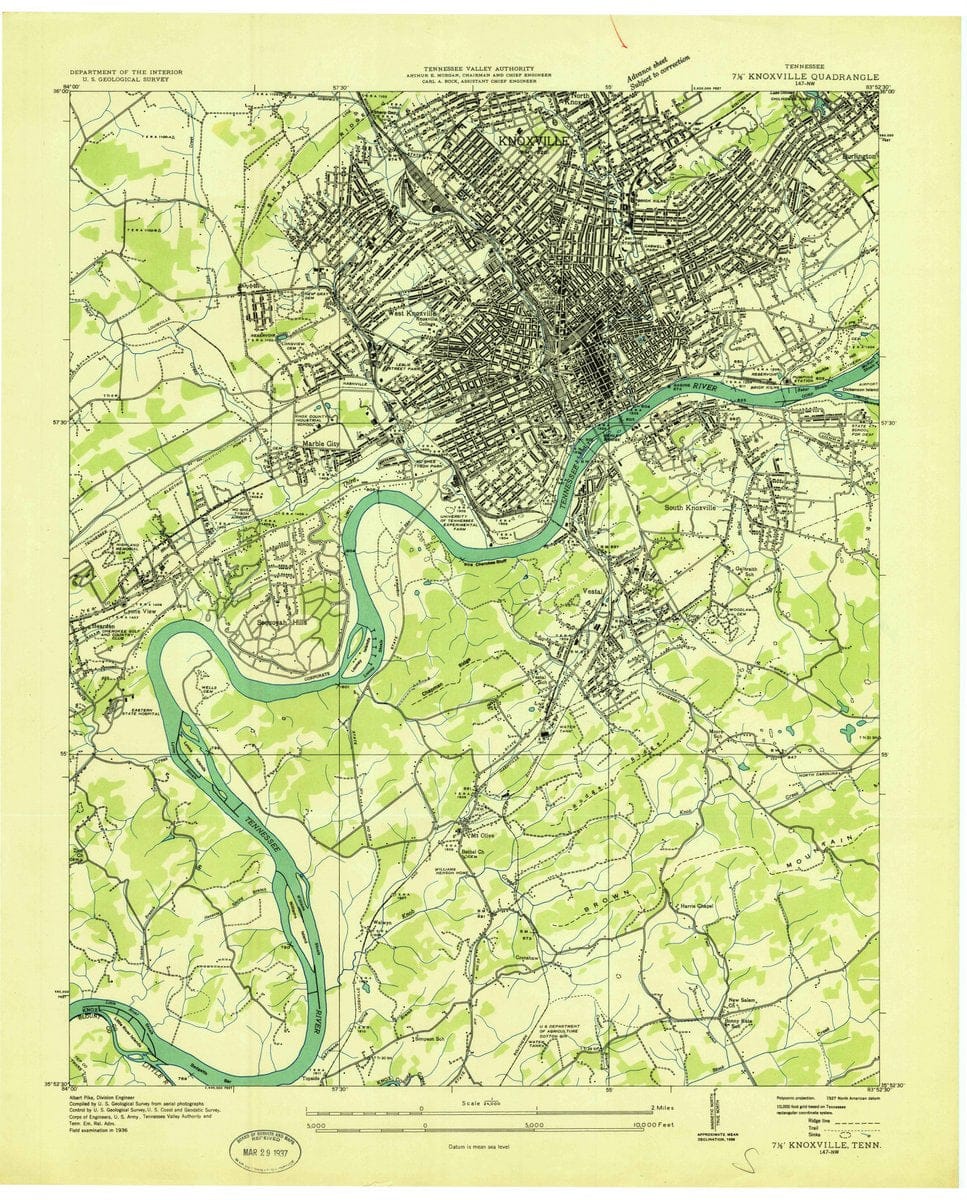 1936 Knoxville, TN  - Tennessee - USGS Topographic Map