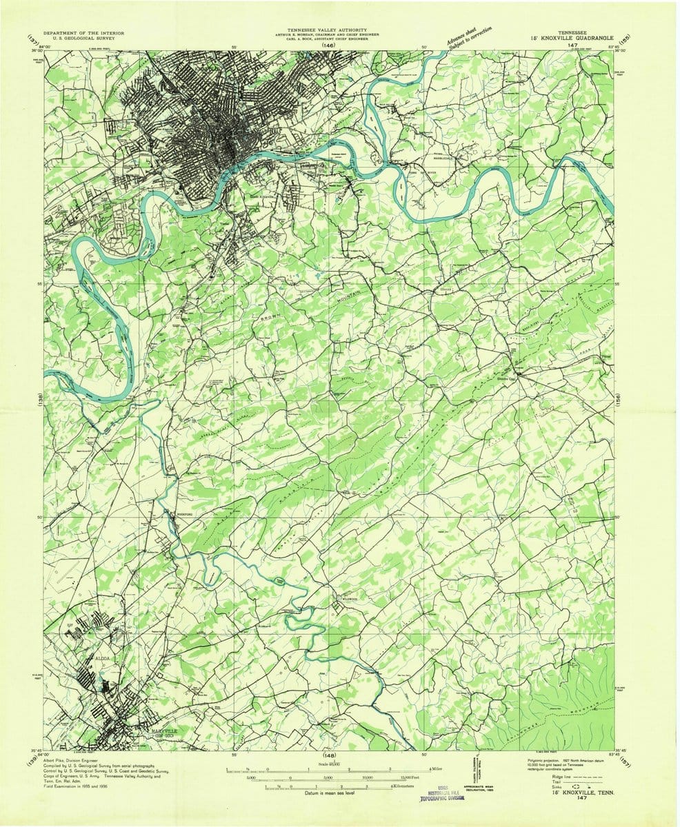 1935 Knoxville, TN  - Tennessee - USGS Topographic Map