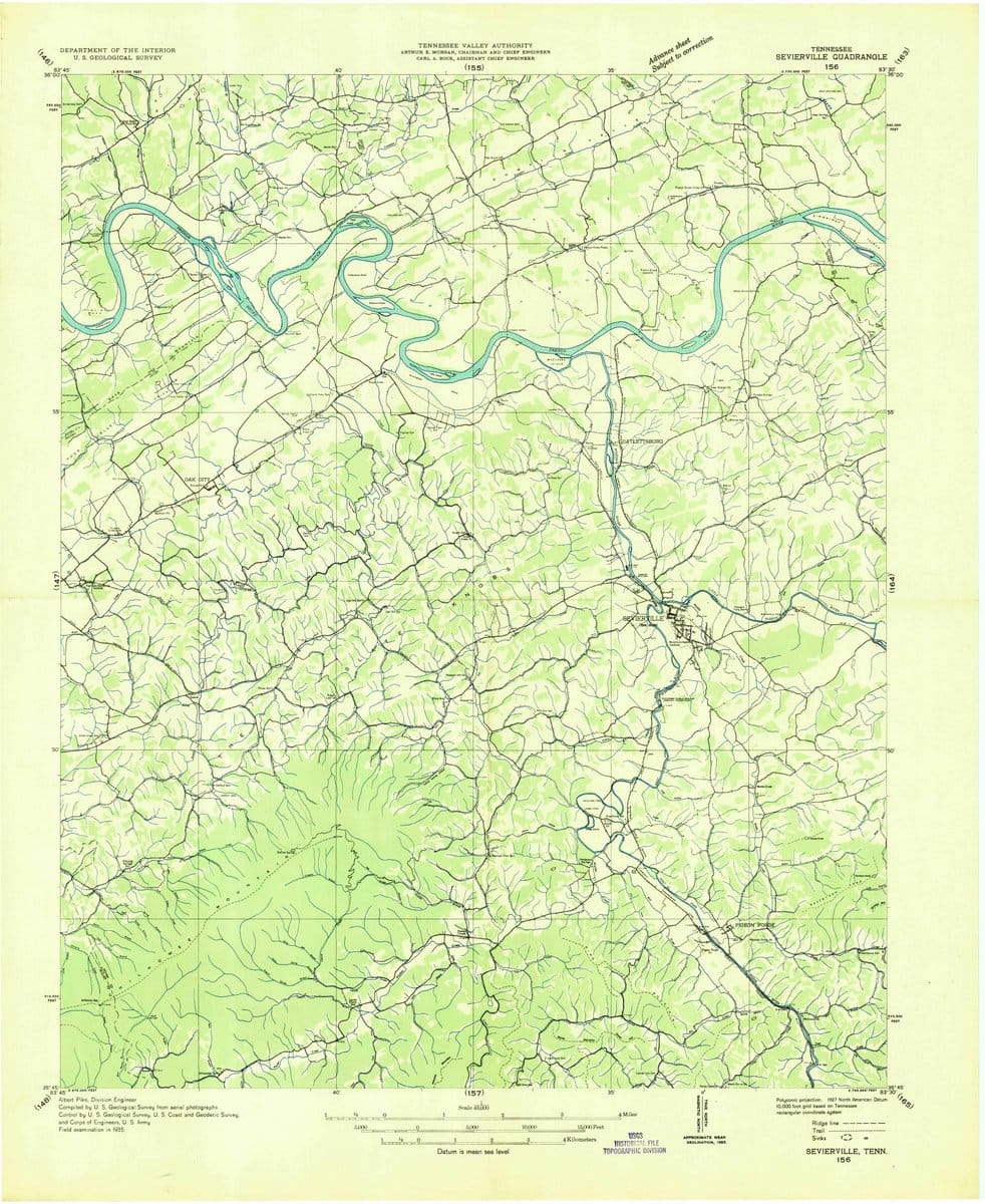 1935 Sevierville, TN  - Tennessee - USGS Topographic Map