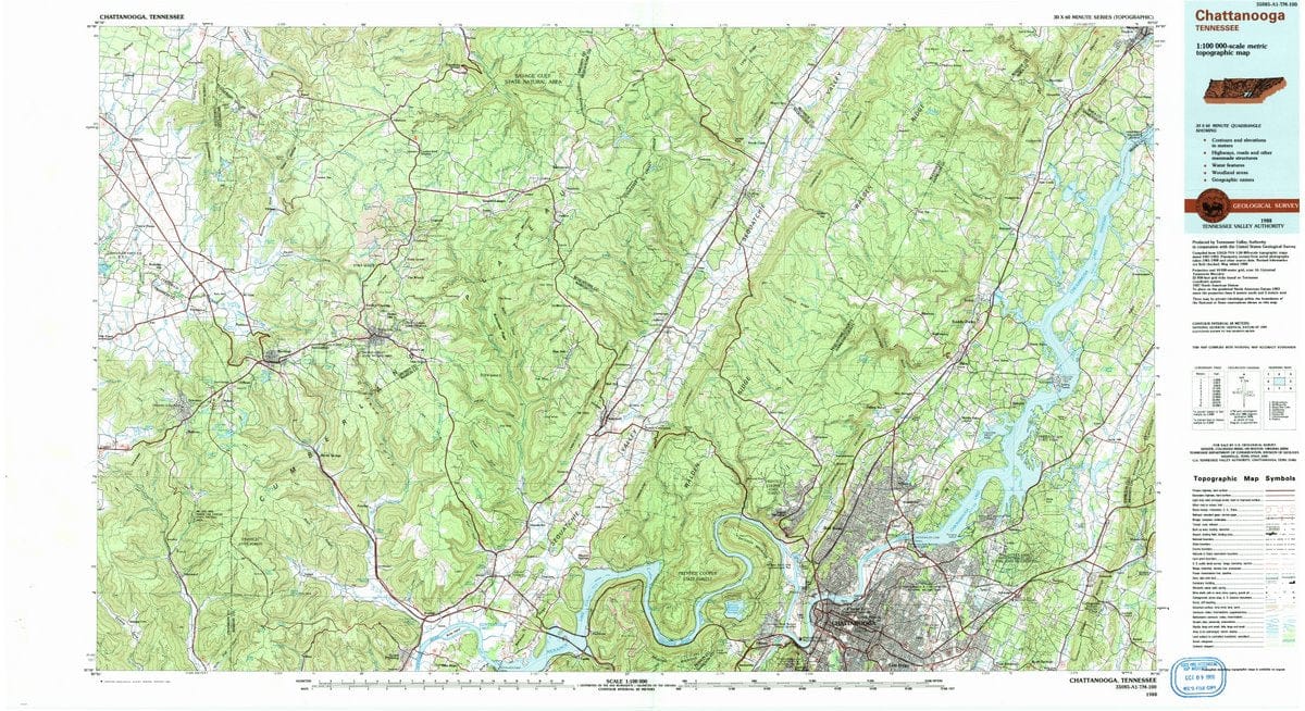 1988 Chattanooga, TN  - Tennessee - USGS Topographic Map