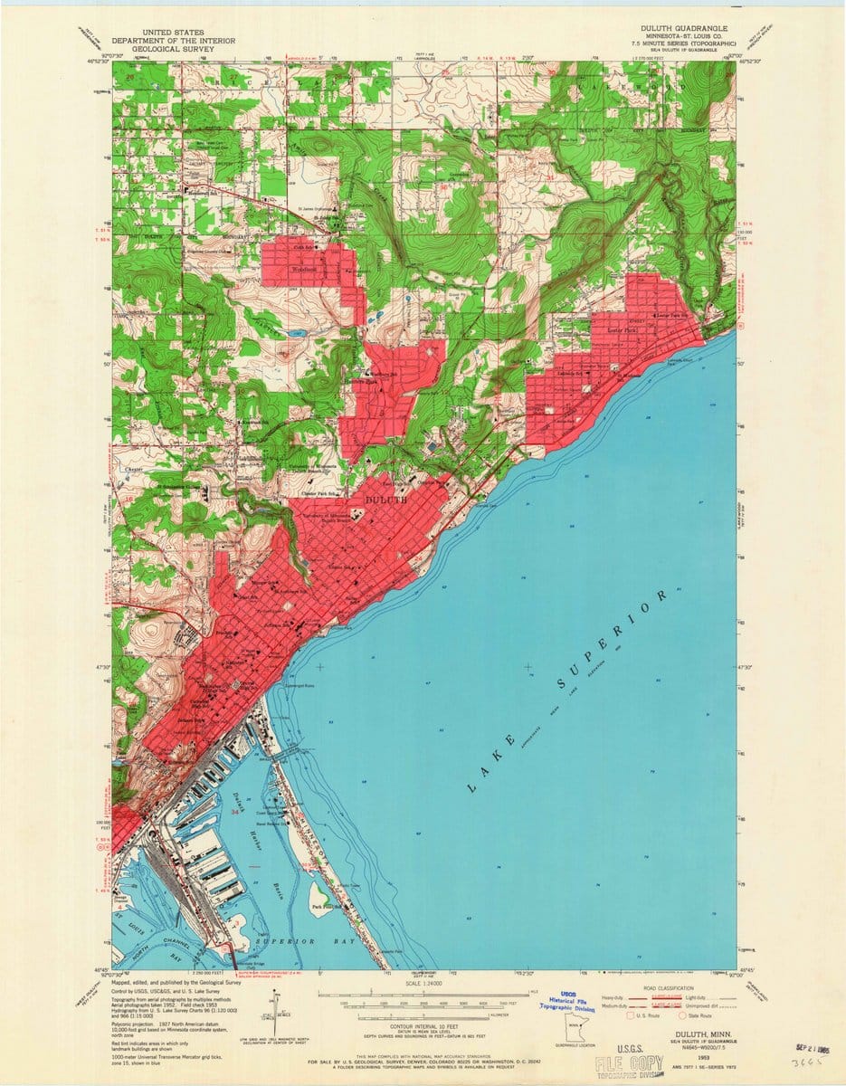 1953 Duluth, MN  - Minnesota - USGS Topographic Map