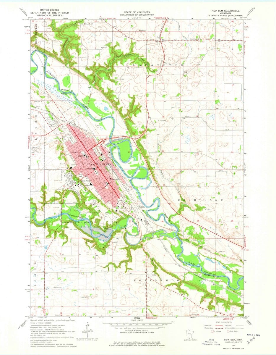 1964 New ULM, MN  - Minnesota - USGS Topographic Map