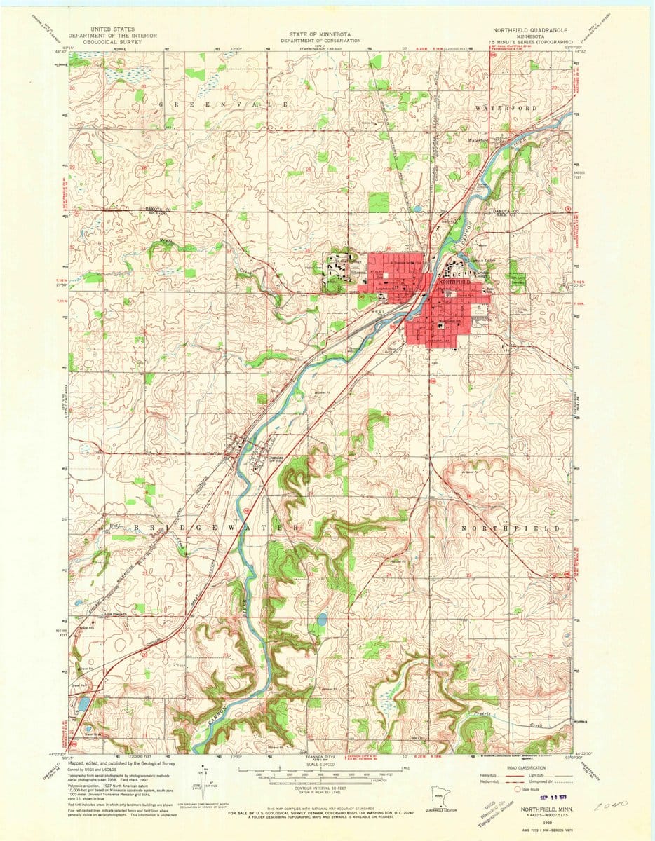 1960 Northfield, MN  - Minnesota - USGS Topographic Map