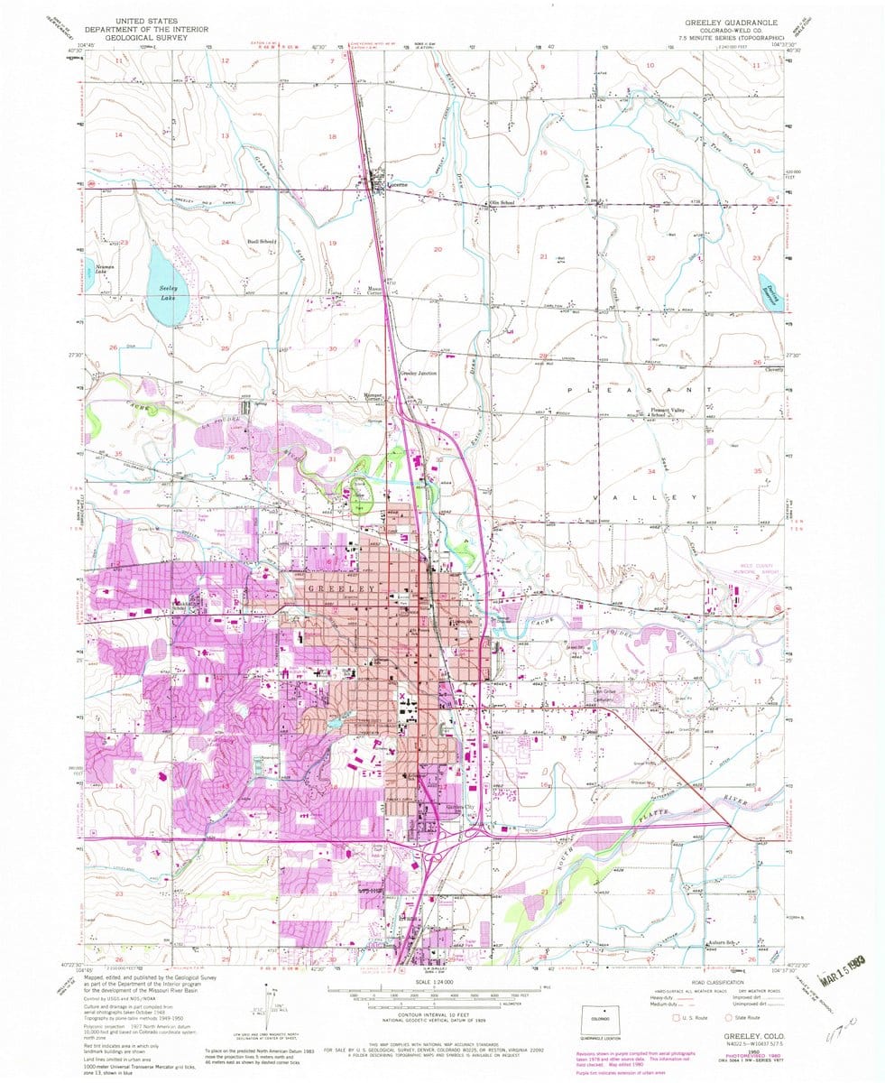 1950 Greeley, CO  - Colorado - USGS Topographic Map