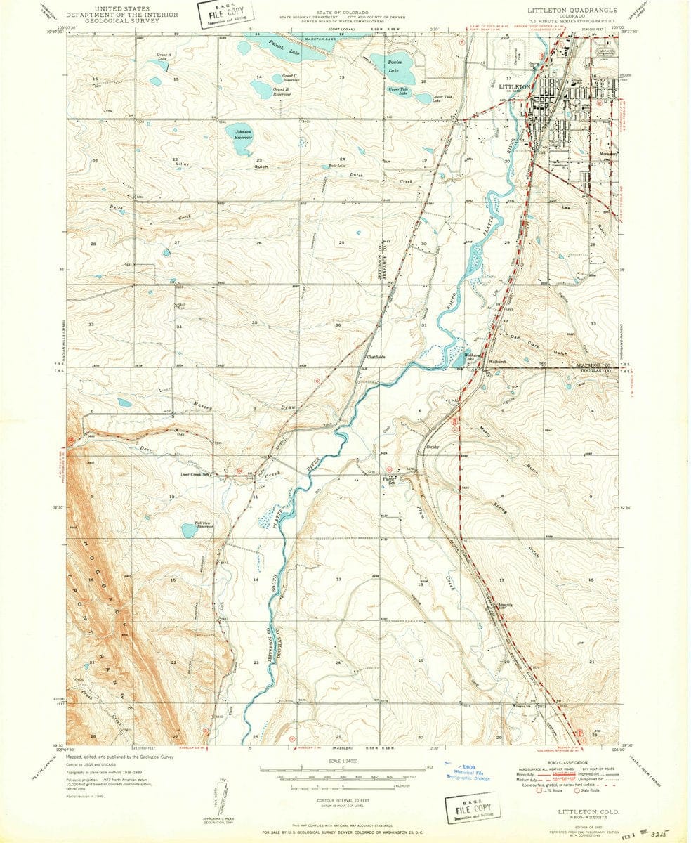 1942 Littleton, CO  - Colorado - USGS Topographic Map