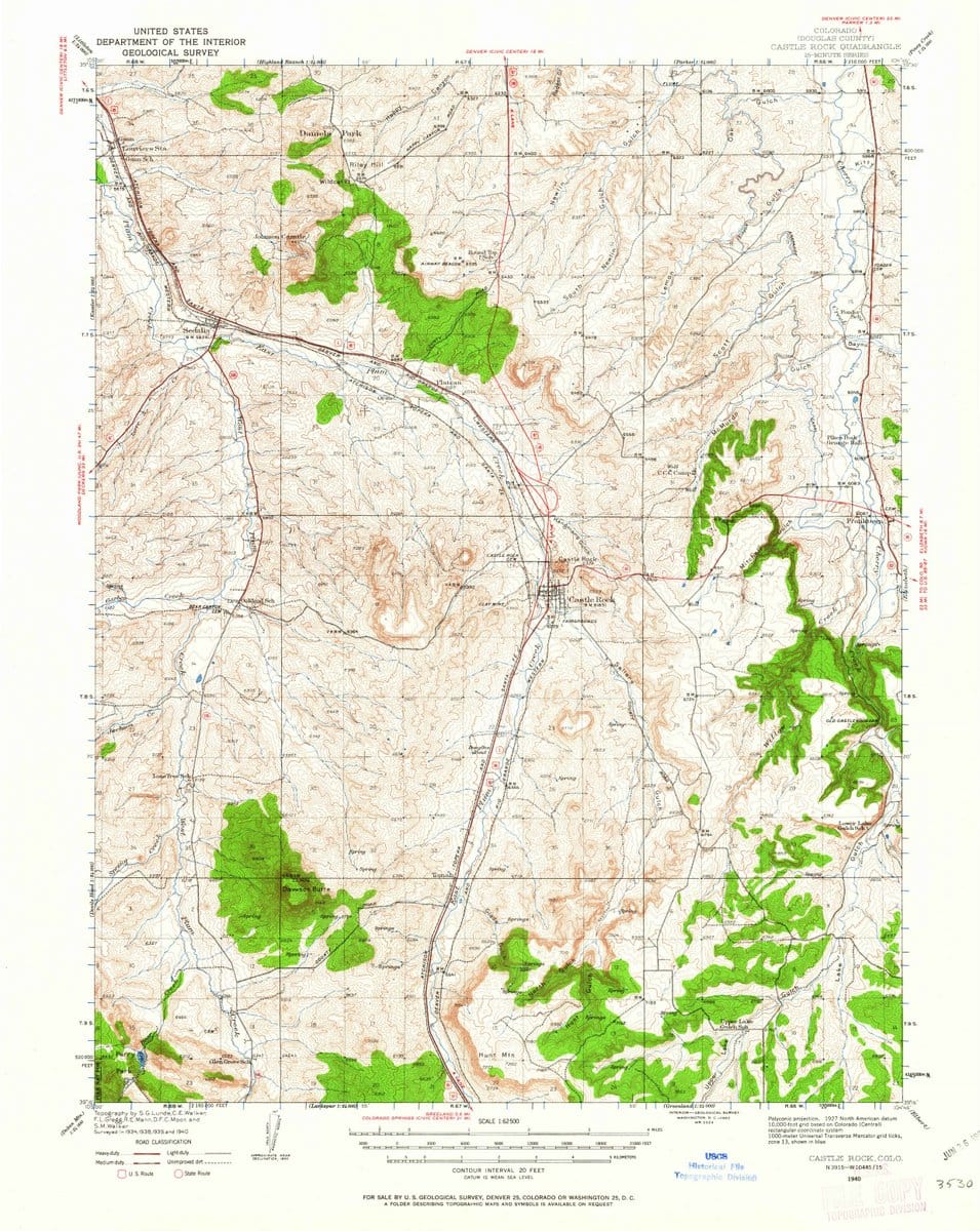 1940 Castle Rock, CO  - Colorado - USGS Topographic Map