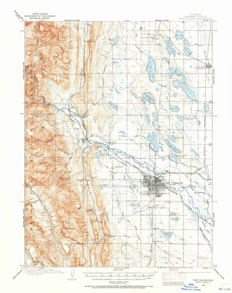 1906 Fort Collins, CO  - Colorado - USGS Topographic Map