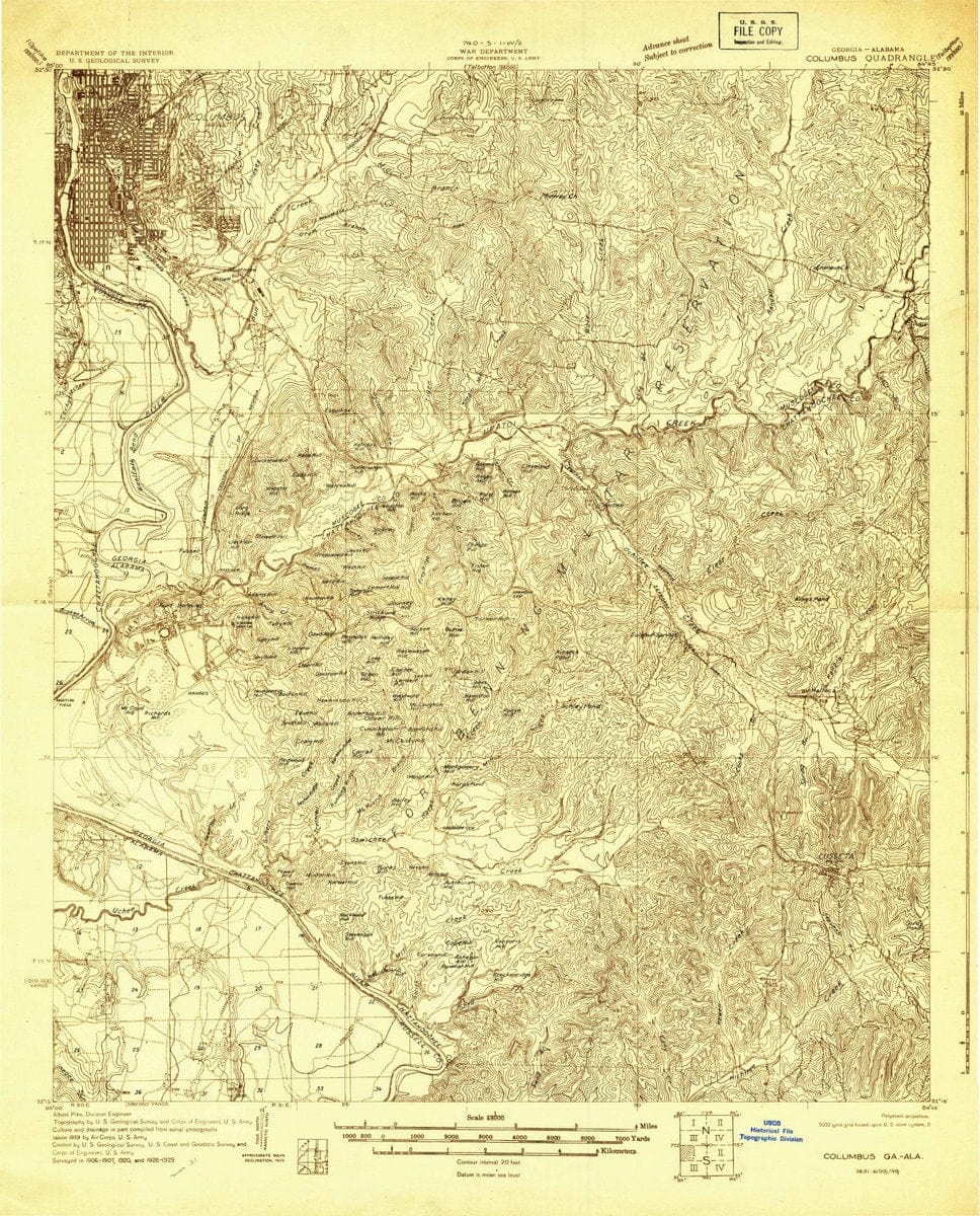 1929 Columbus, GA  - Georgia - USGS Topographic Map