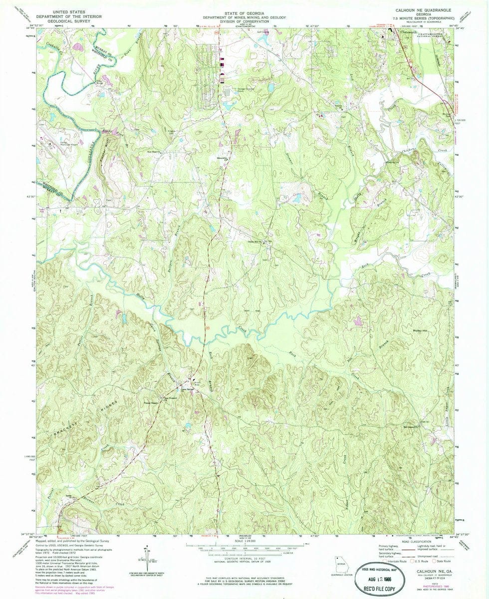 1972 Calhoun NE, GA  - Georgia - USGS Topographic Map
