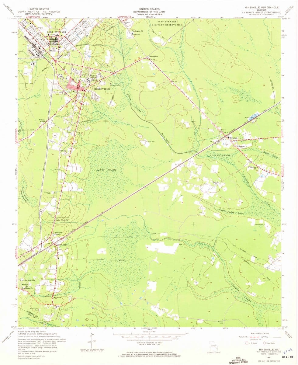 1958 Hinesville, GA  - Georgia - USGS Topographic Map