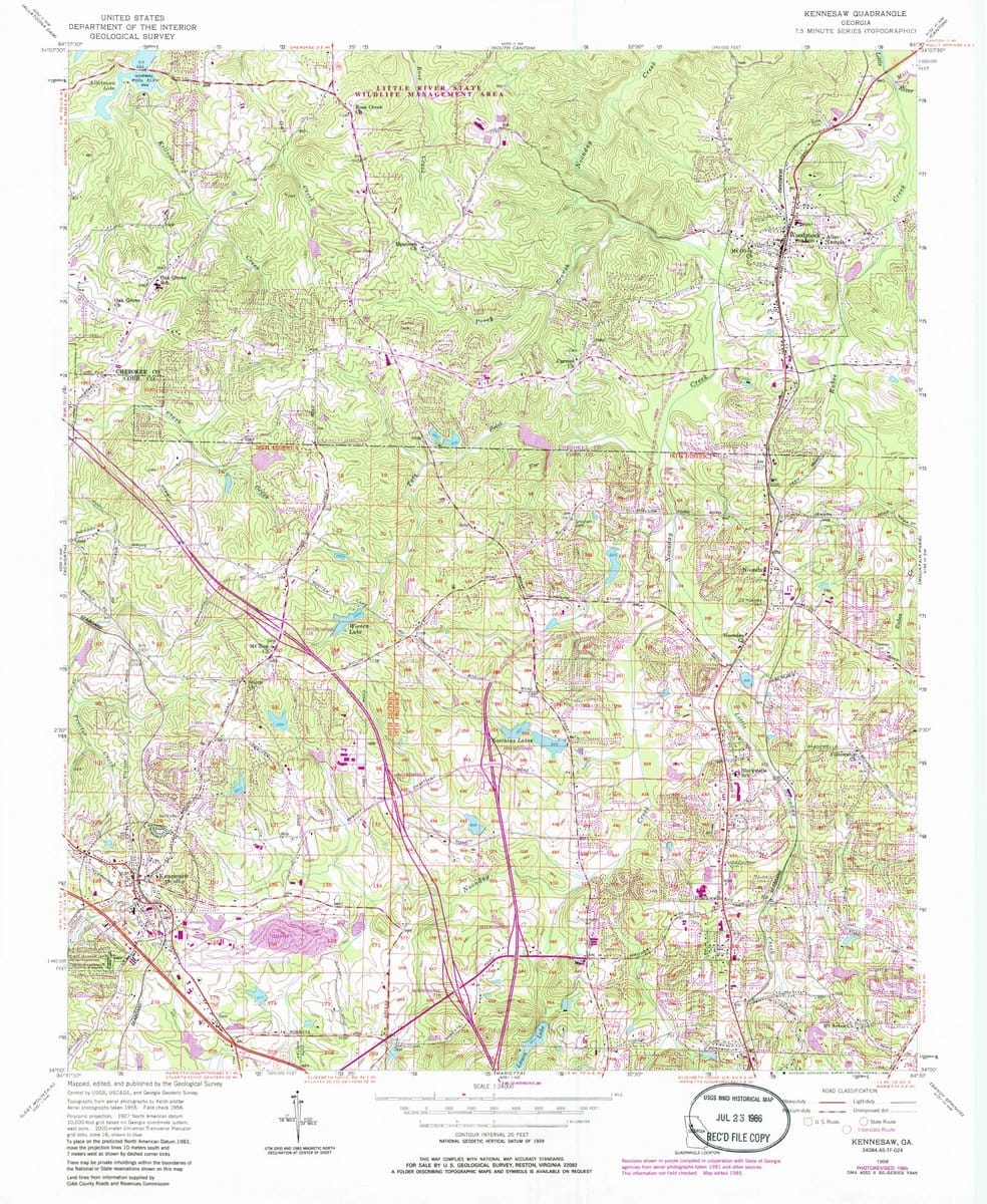 1956 Kennesaw, GA  - Georgia - USGS Topographic Map