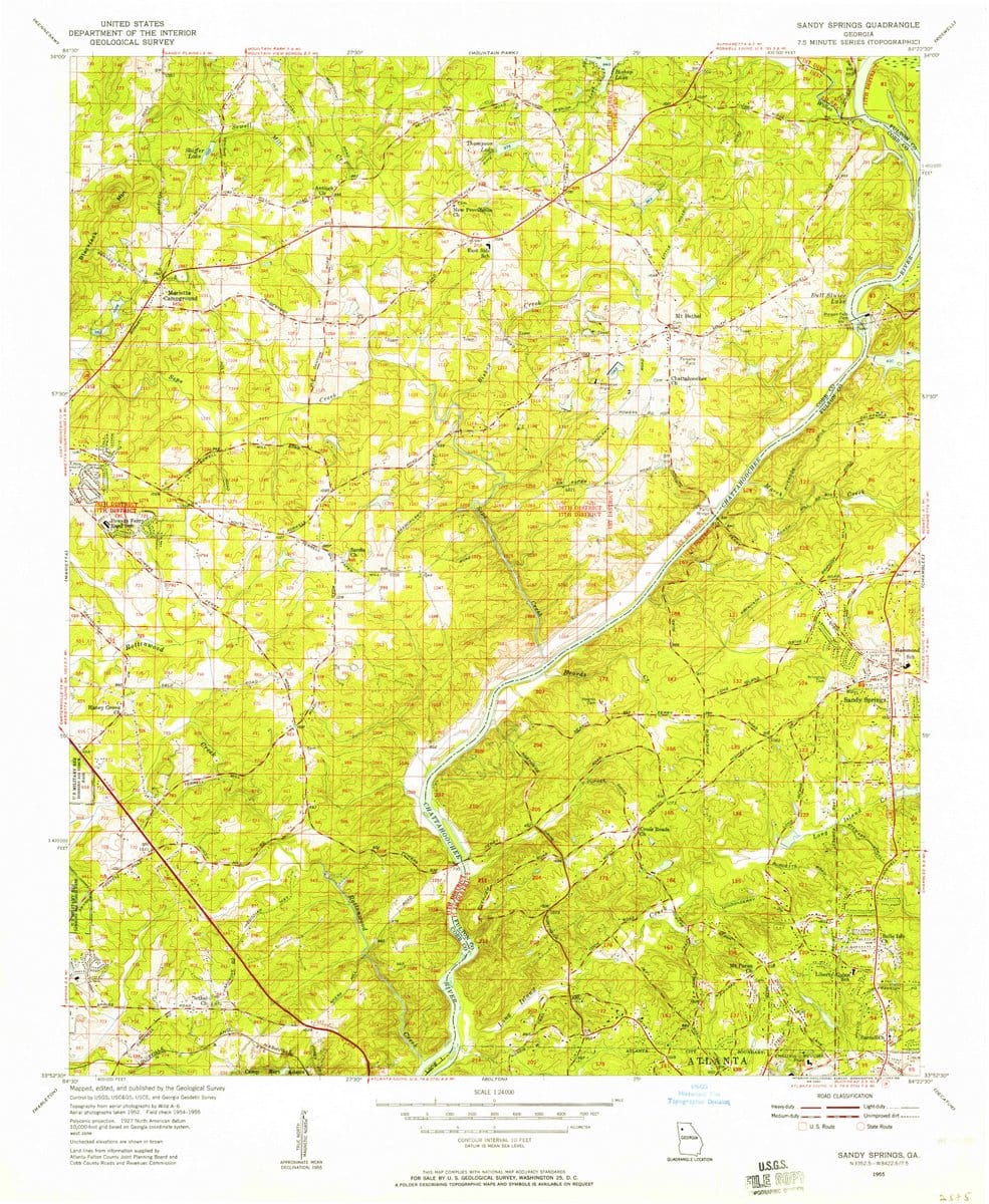 1955 Sandy Springs, GA  - Georgia - USGS Topographic Map