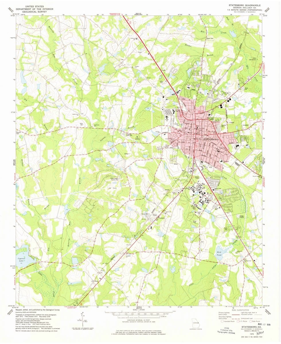 1978 Statesboro, GA  - Georgia - USGS Topographic Map