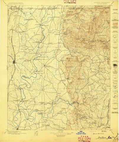 1897 Dalton, GA  - Georgia - USGS Topographic Map