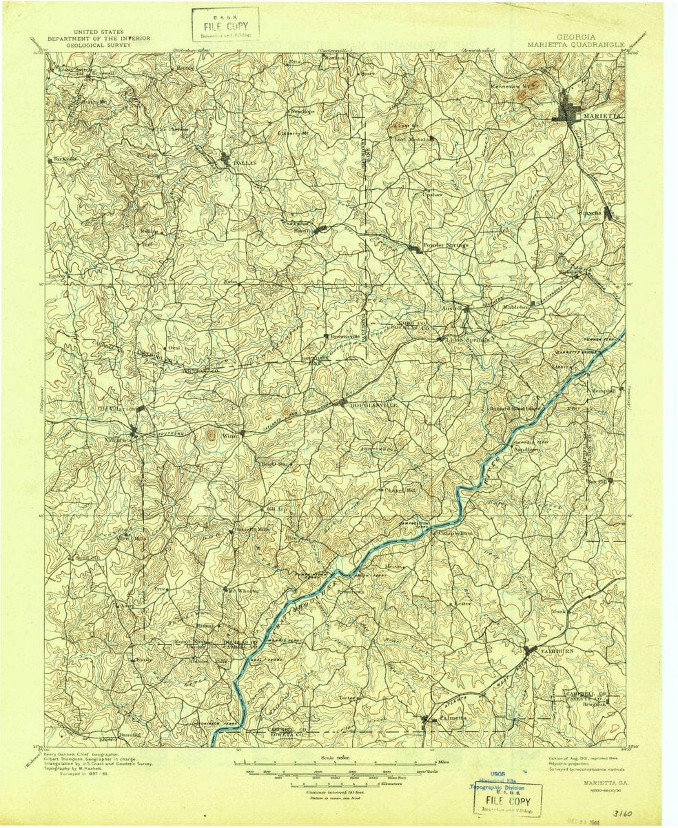 1901 Marietta, GA  - Georgia - USGS Topographic Map