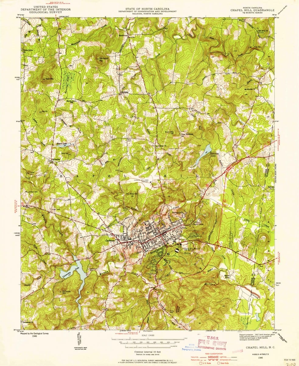 1946 Chapel Hill, NC  - North Carolina - USGS Topographic Map