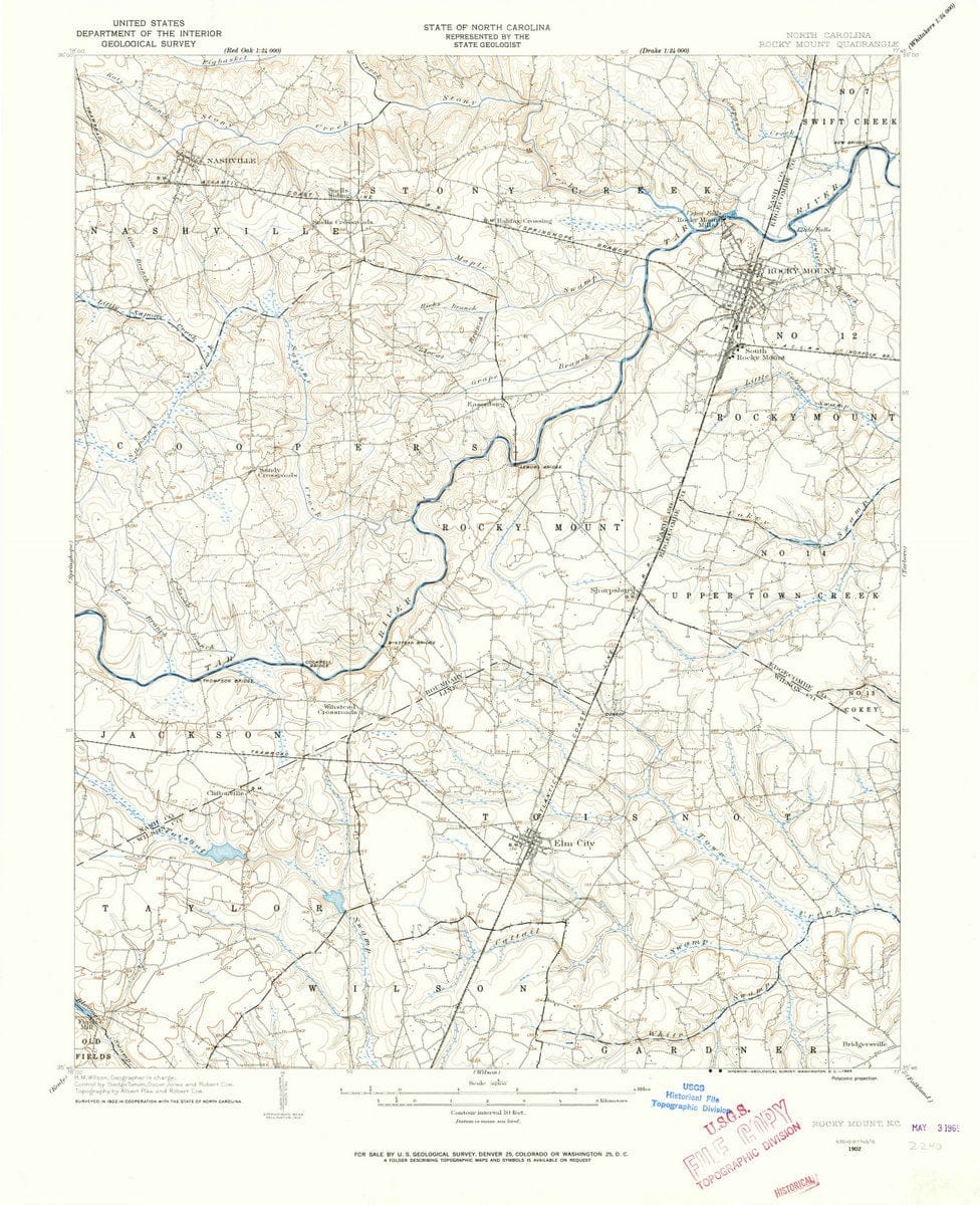 1902 Rocky Mount, NC  - North Carolina - USGS Topographic Map
