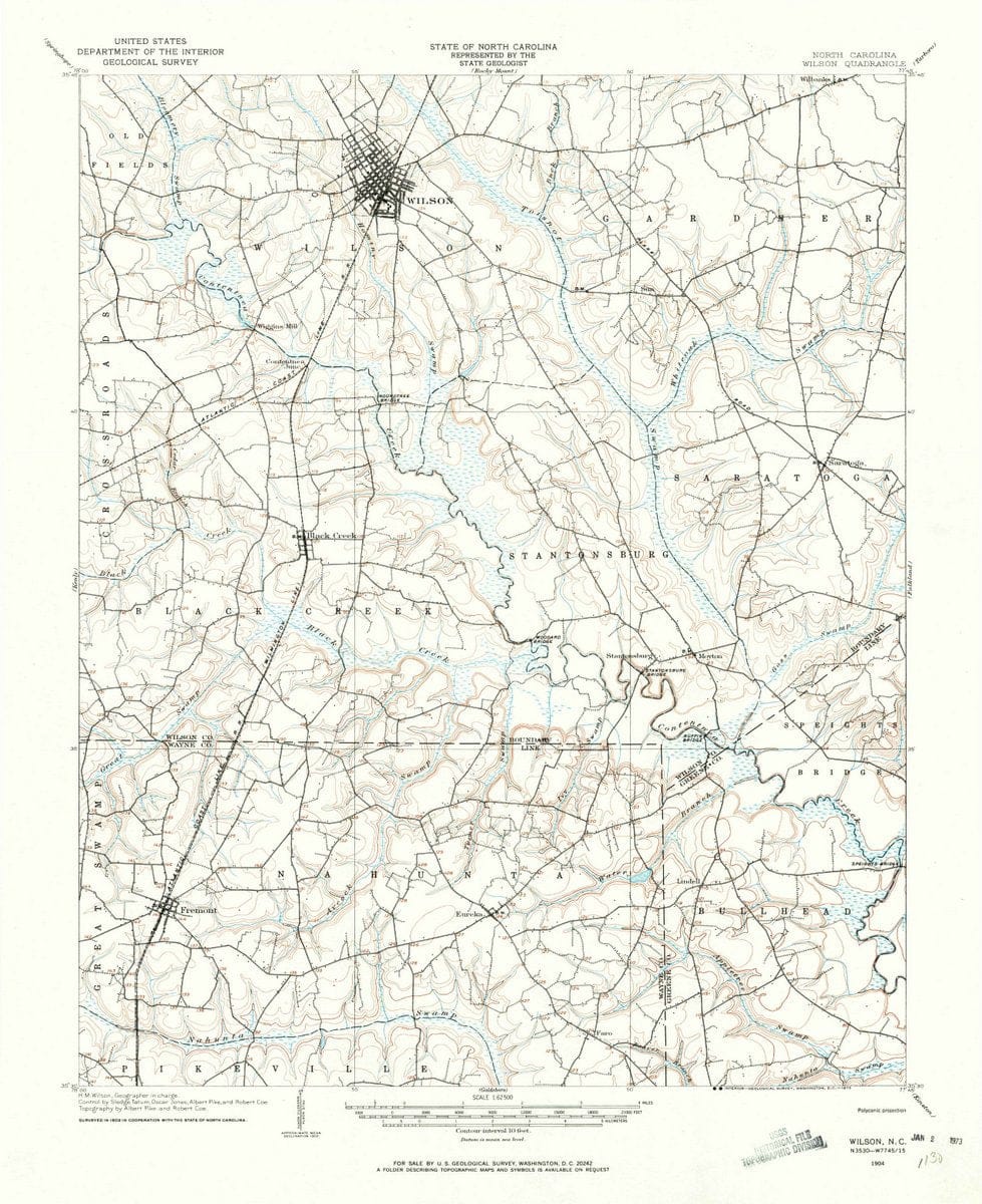 1904 Wilson, NC  - North Carolina - USGS Topographic Map
