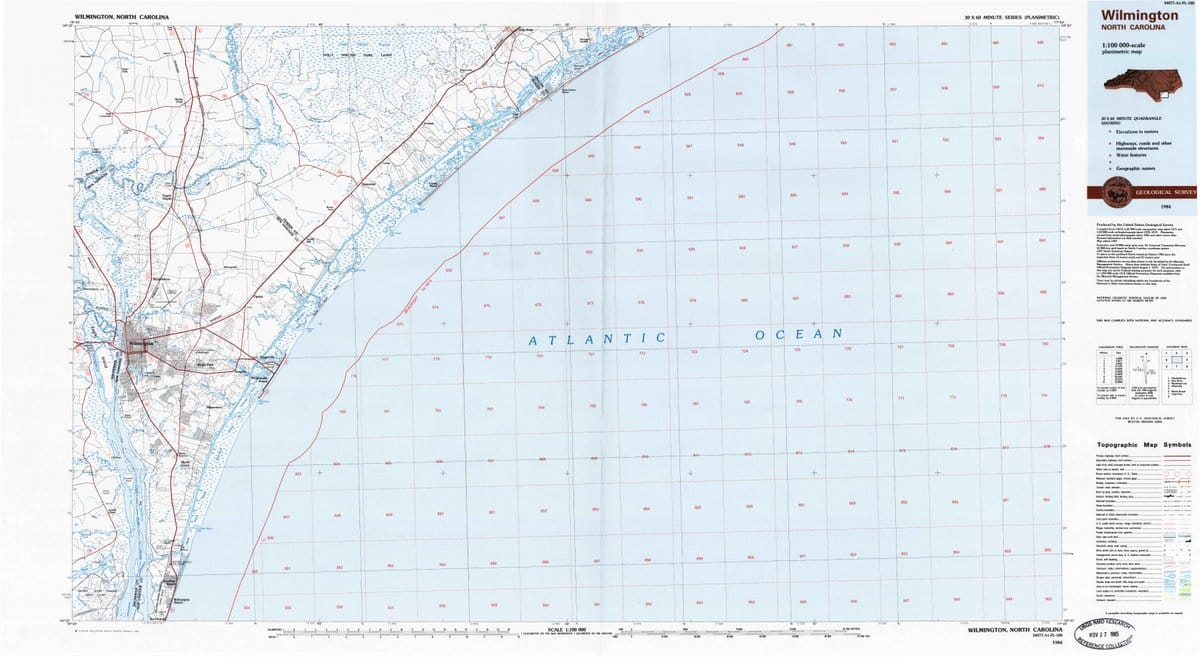 1984 Wilmington, NC  - North Carolina - USGS Topographic Map