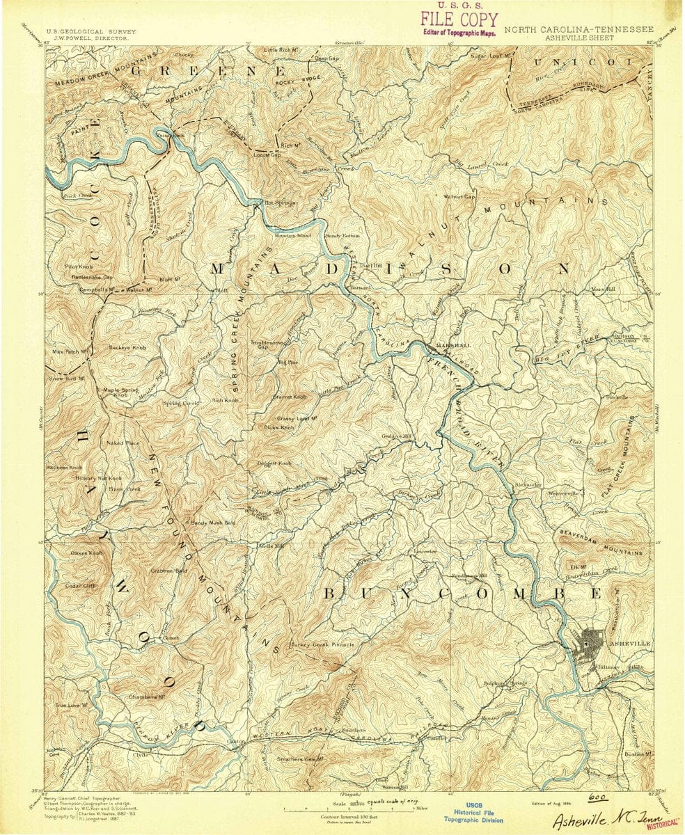 1894 Asheville, NC  - North Carolina - USGS Topographic Map