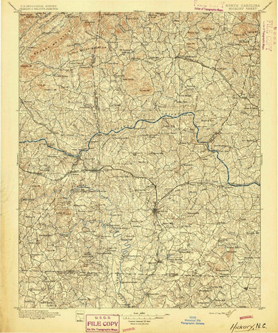 1895 Hickory, NC  - North Carolina - USGS Topographic Map