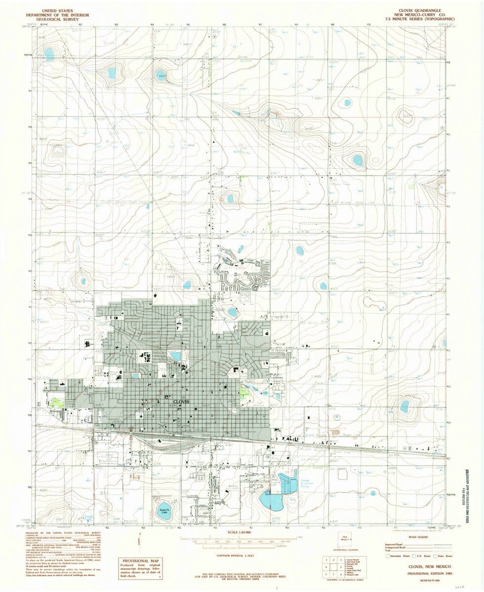 1985 Clovis, NM  - New Mexico - USGS Topographic Map