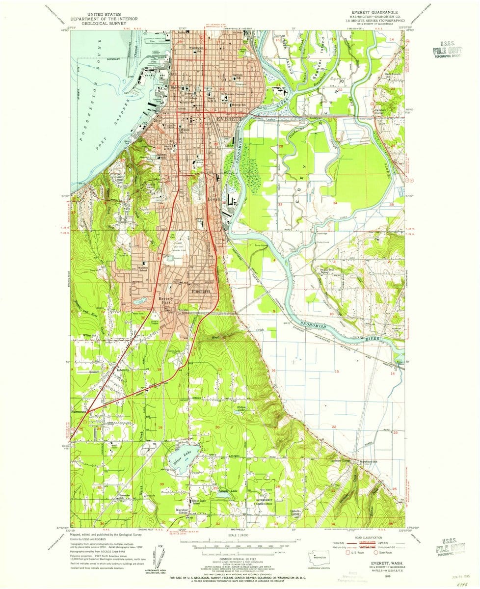 1953 Everett, WA  - Washington - USGS Topographic Map
