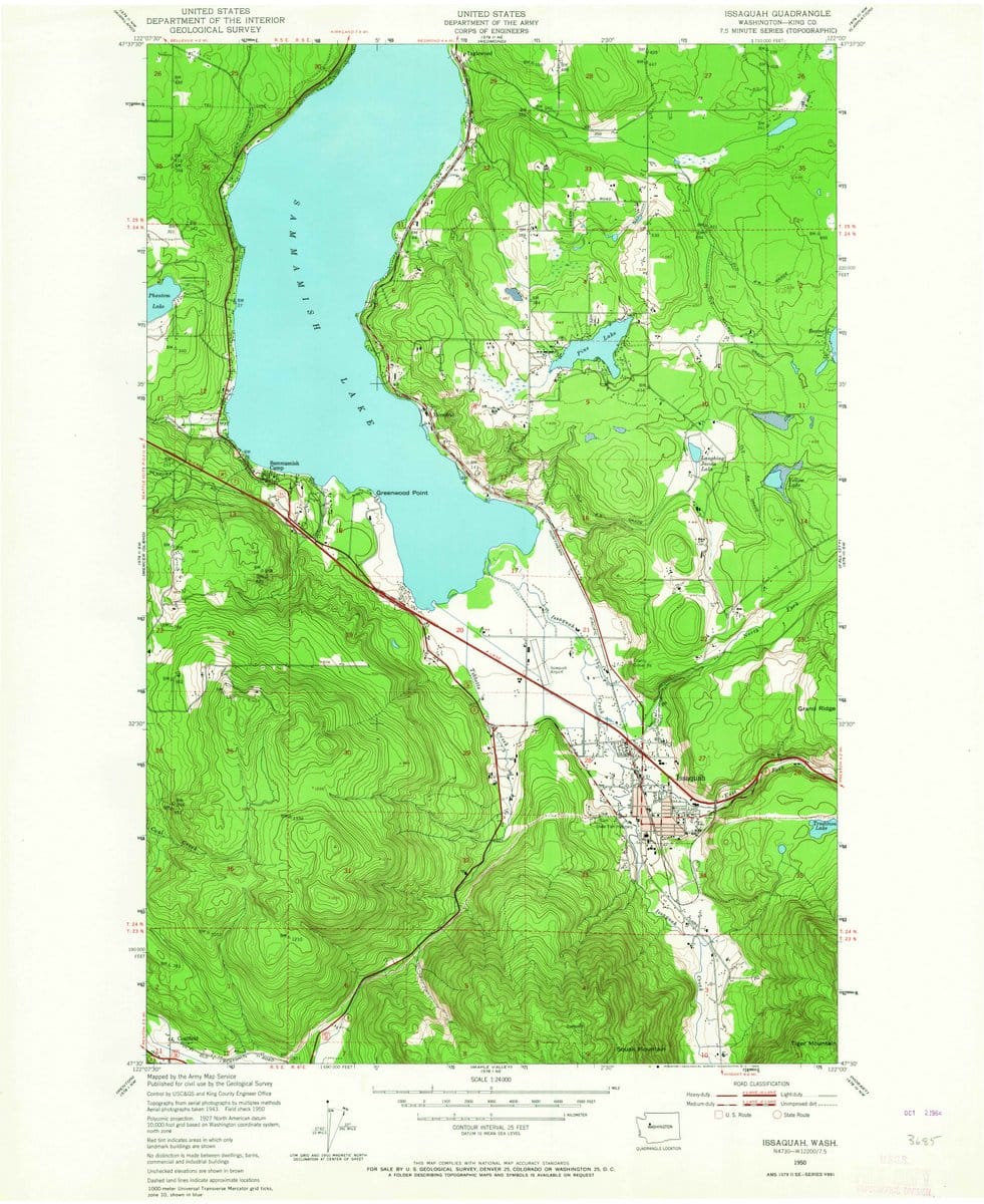 1950 Issaquah, WA  - Washington - USGS Topographic Map