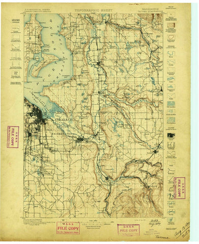 1897 Tacoma, WA  - Washington - USGS Topographic Map