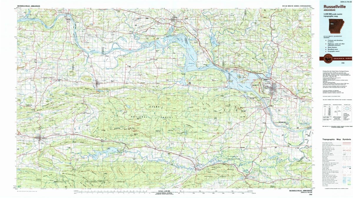 1984 Russellville, AR  - Arkansas - USGS Topographic Map