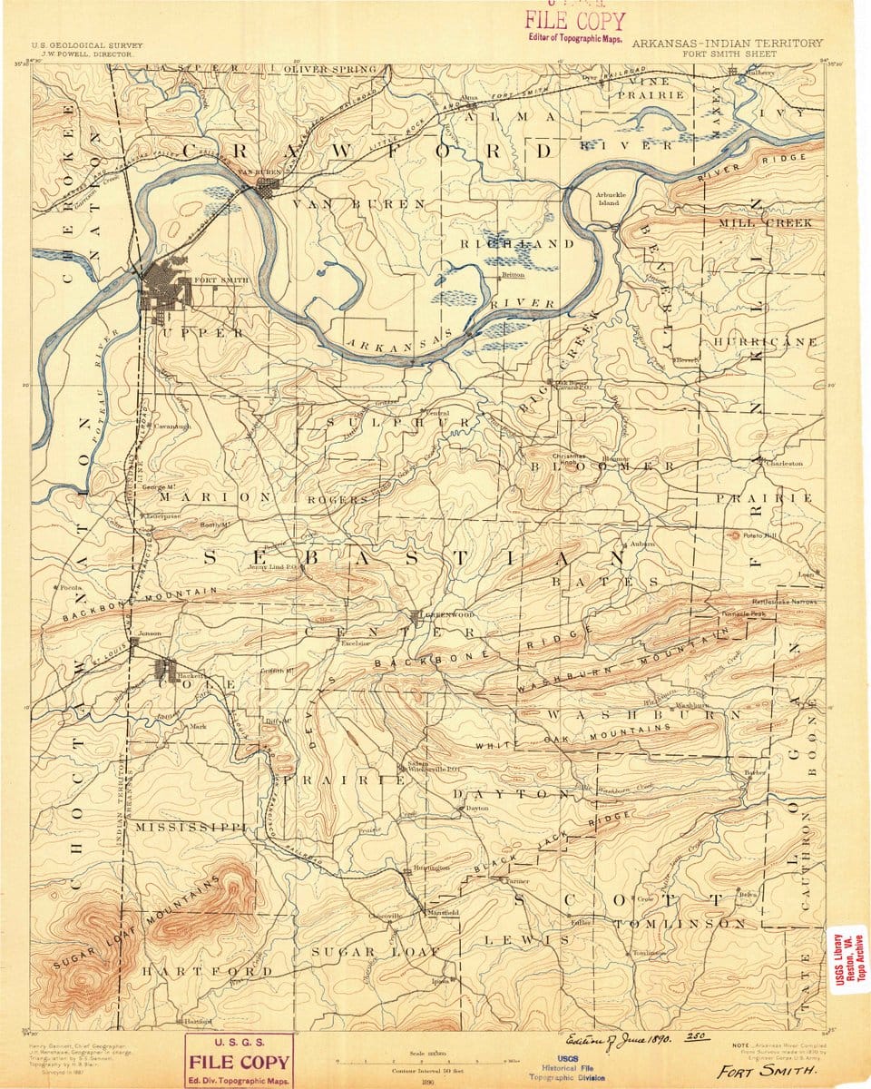1890 Fort Smith, AR  - Arkansas - USGS Topographic Map