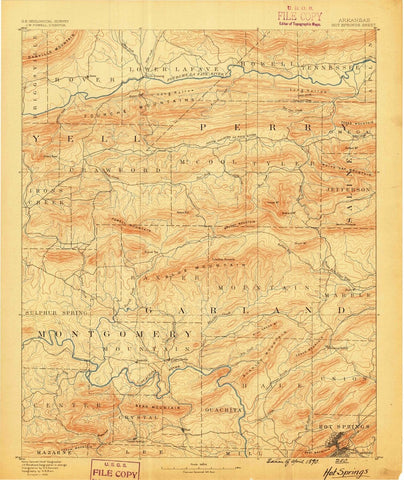 1890 Hot Springs, AR  - Arkansas - USGS Topographic Map