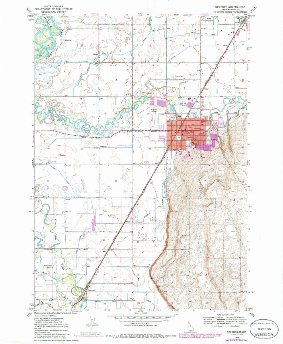 1949 Rexburg, ID  - Idaho - USGS Topographic Map