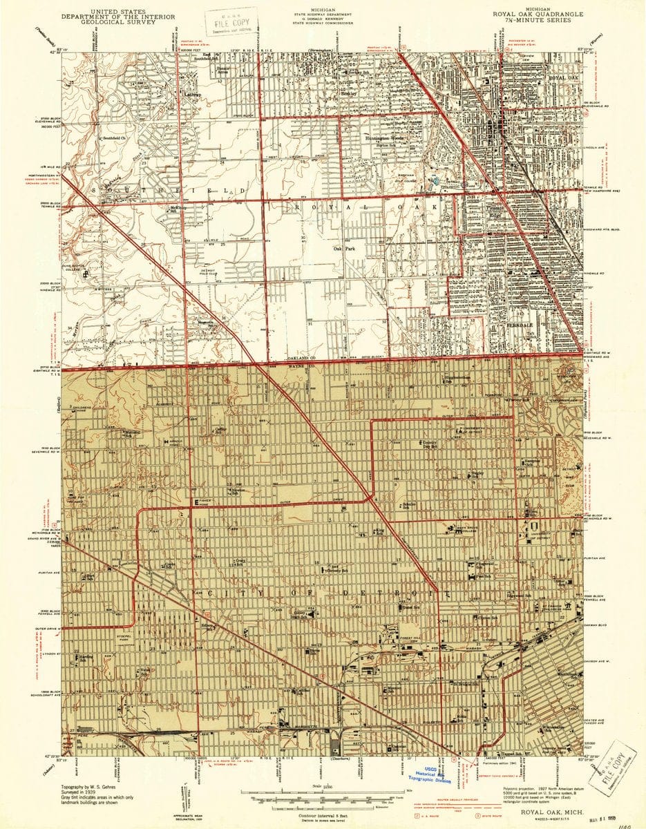 1941 Royal Oak, MI  - Michigan - USGS Topographic Map