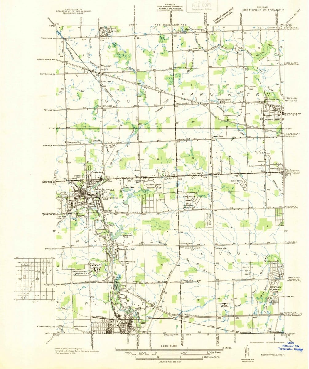 1936 Northville, MI  - Michigan - USGS Topographic Map