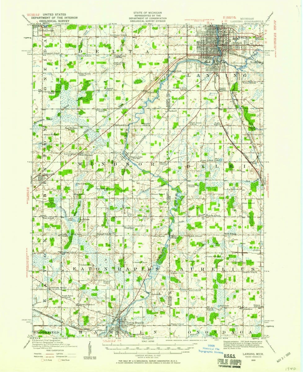 1910 Lansing, MI  - Michigan - USGS Topographic Map