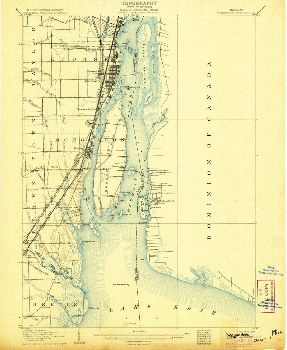 1906 Wyandotte, MI  - Michigan - USGS Topographic Map