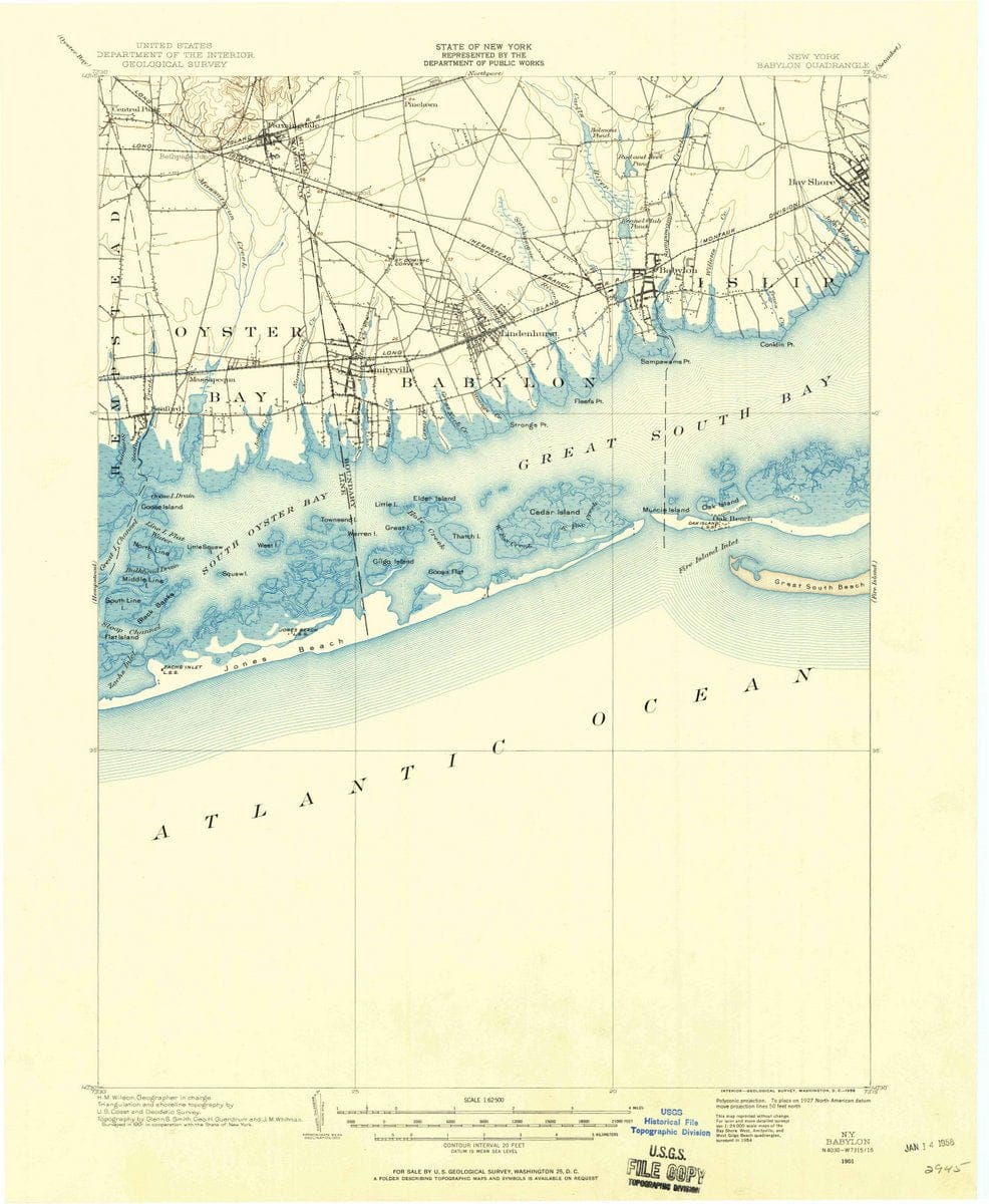 1901 Babylon, NY  - New York - USGS Topographic Map