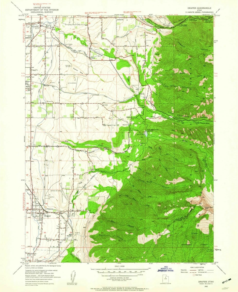 1952 Draper, UT  - Utah - USGS Topographic Map