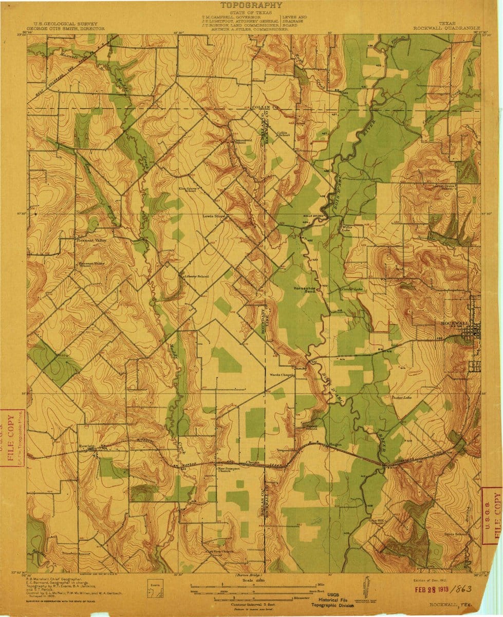 1912 Rockwall, TX  - Texas - USGS Topographic Map