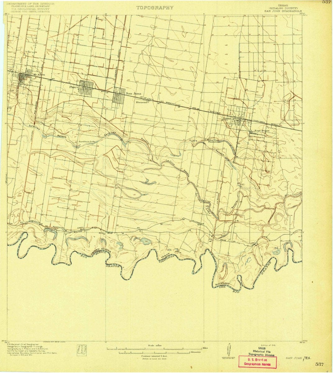 1914 San Juan, TX  - Texas - USGS Topographic Map