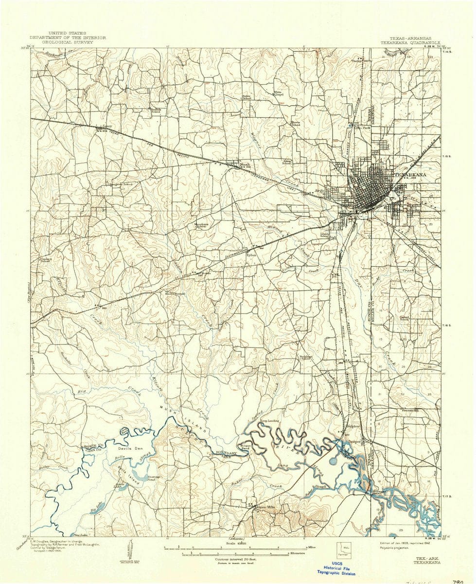 1909 Texarkana, TX  - Texas - USGS Topographic Map