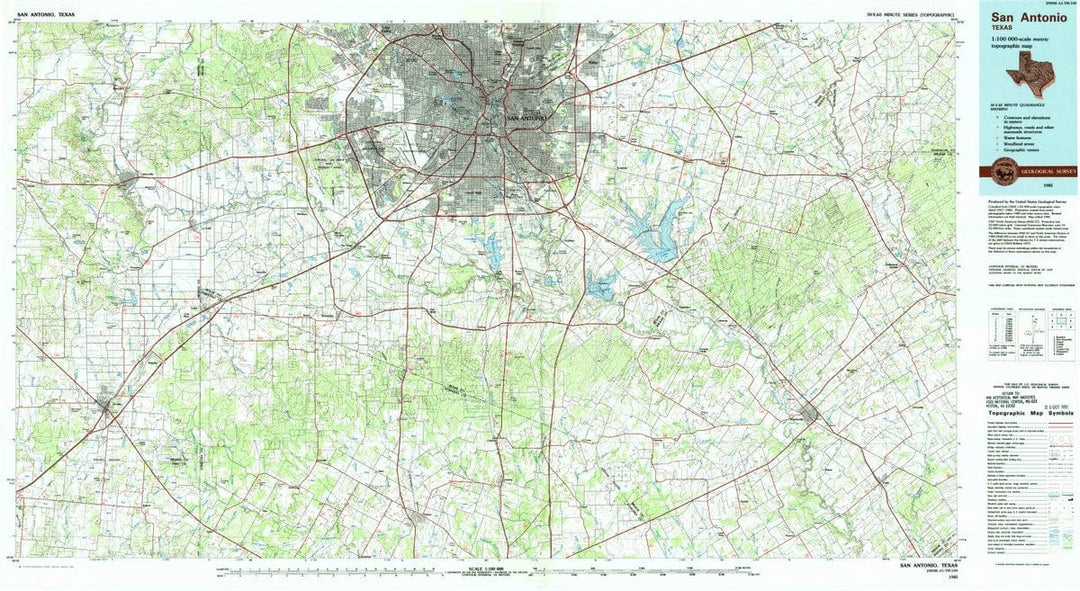 1985 San Antonio, TX  - Texas - USGS Topographic Map