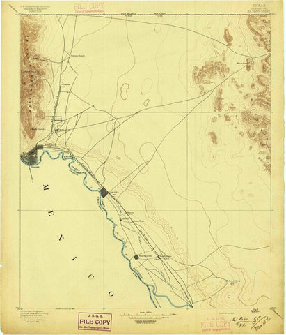 1896 El Paso, TX  - Texas - USGS Topographic Map