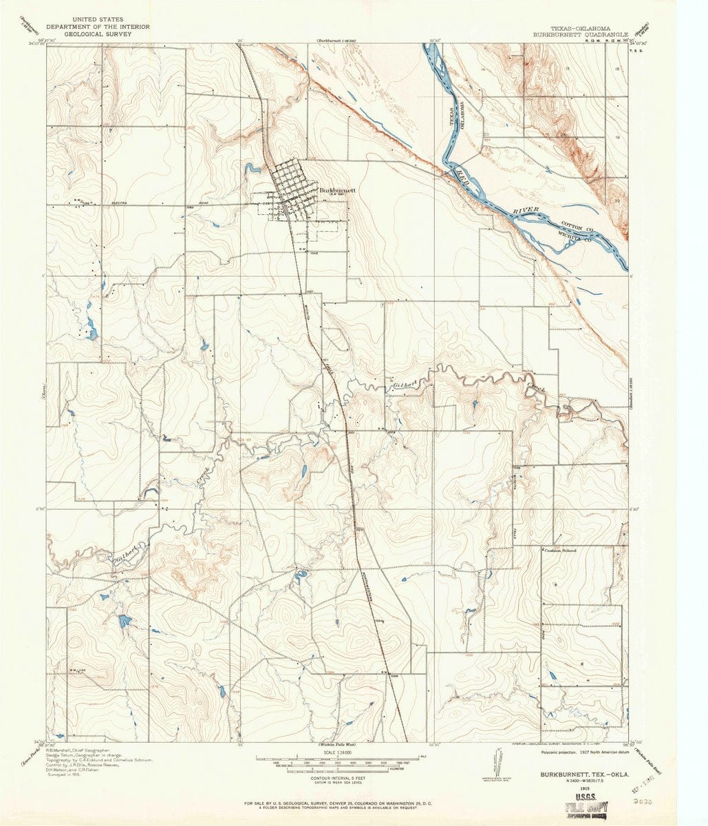 1915 Burkburnett, TX  - Texas - USGS Topographic Map