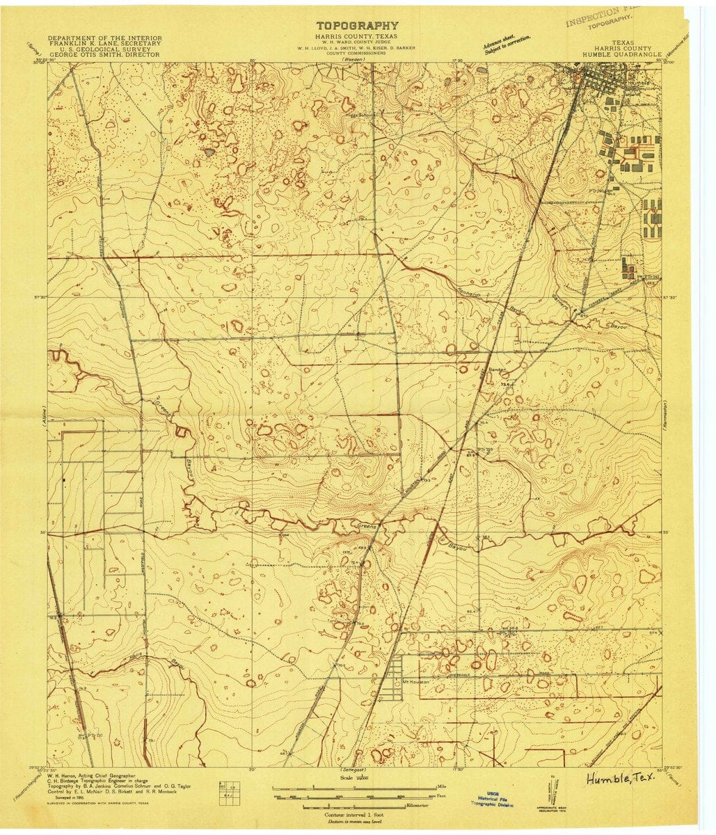 1916 Humble, TX  - Texas - USGS Topographic Map