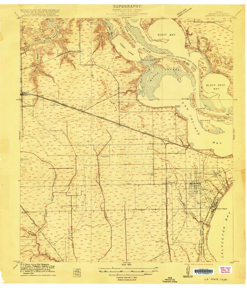 1916 La Porte, TX  - Texas - USGS Topographic Map