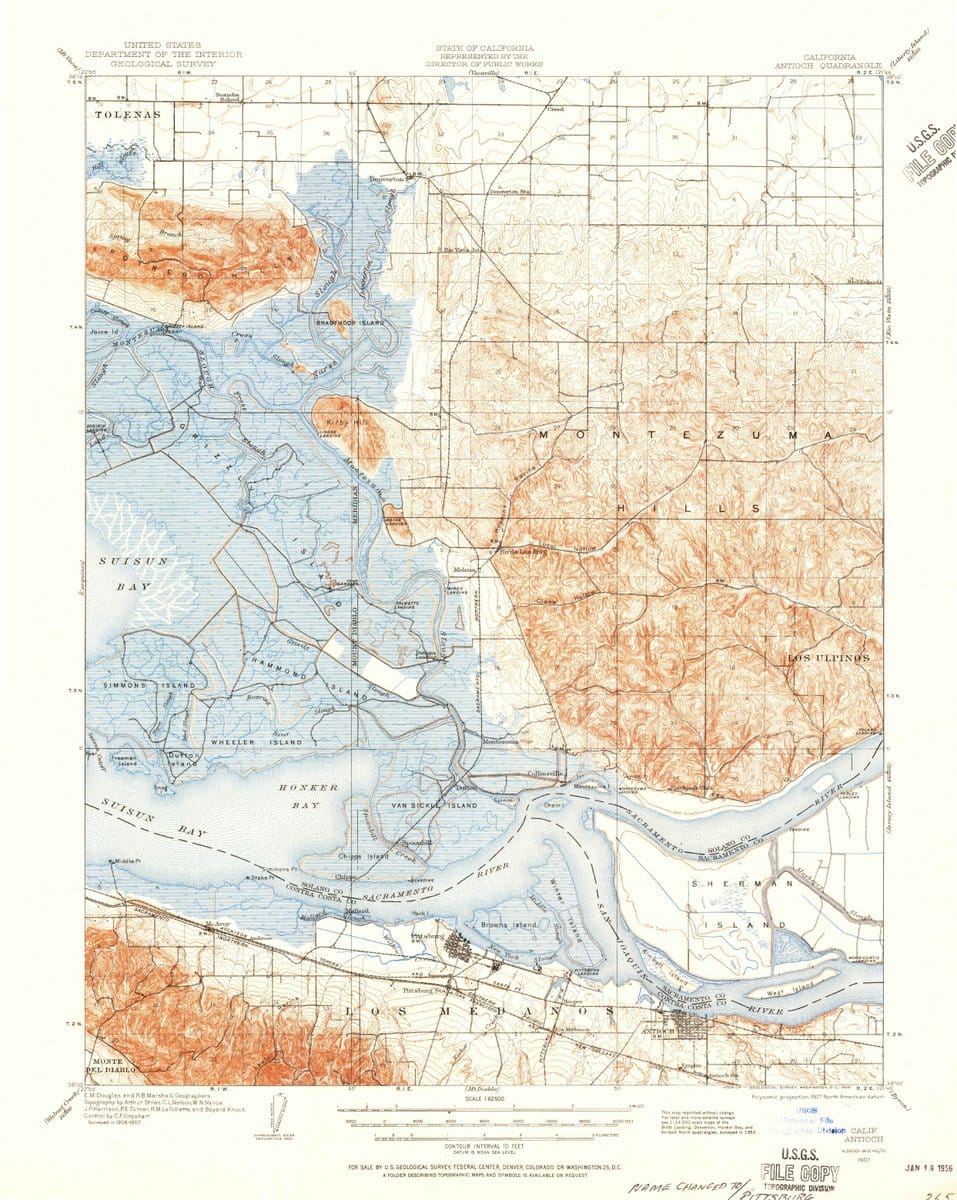 1907 Antioch, CA  - California - USGS Topographic Map