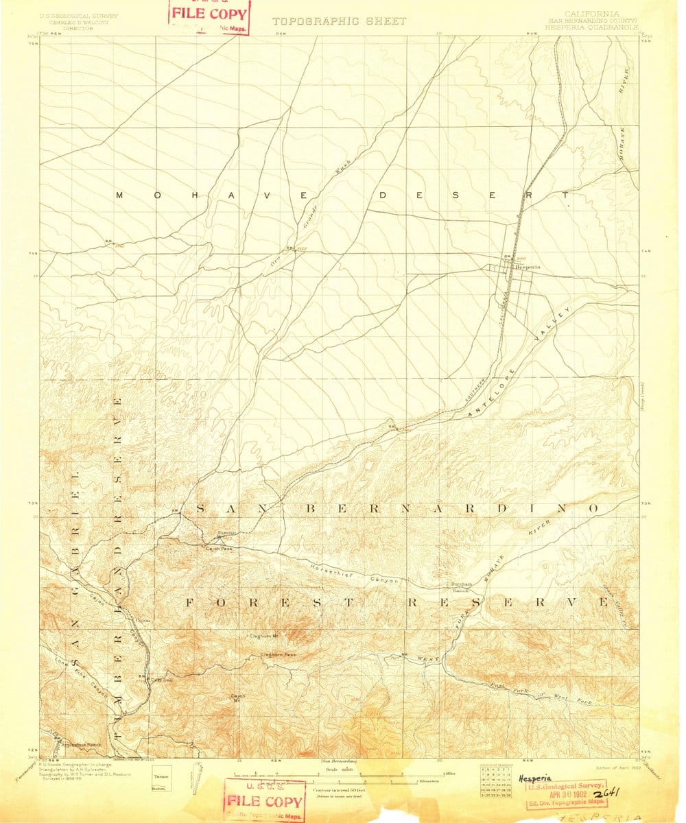1902 Hesperia, CA  - California - USGS Topographic Map